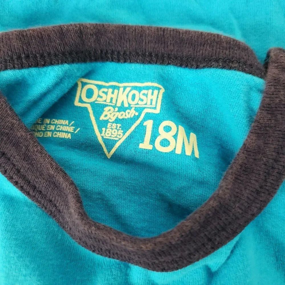 Osh Kosh Surfer Dude‎ Toddler Shirt 18 Months Blue Embroidered
